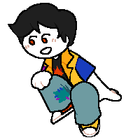 Chibi pixel sprite of a black-haired Homestuck fankid, Lucero Hauck