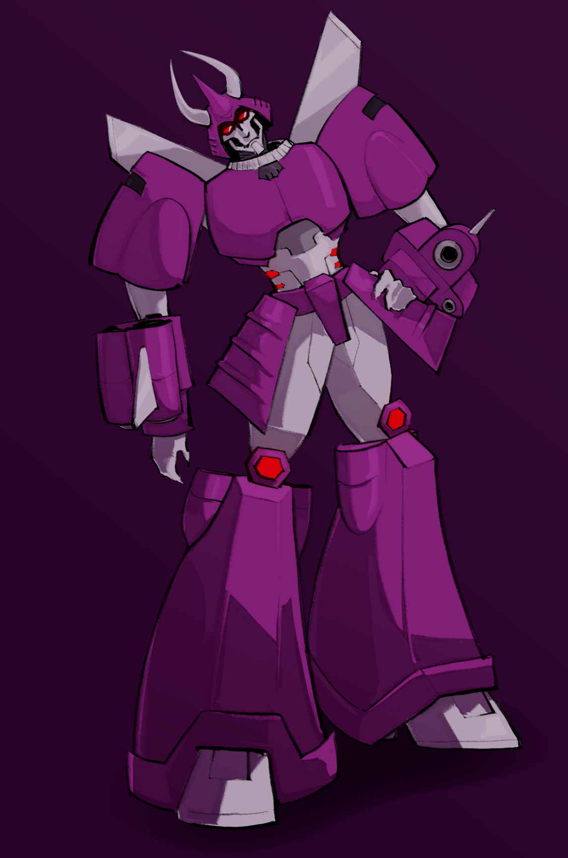 Cyclonus with a hand on his hip, tilting his head, looking at the viewer