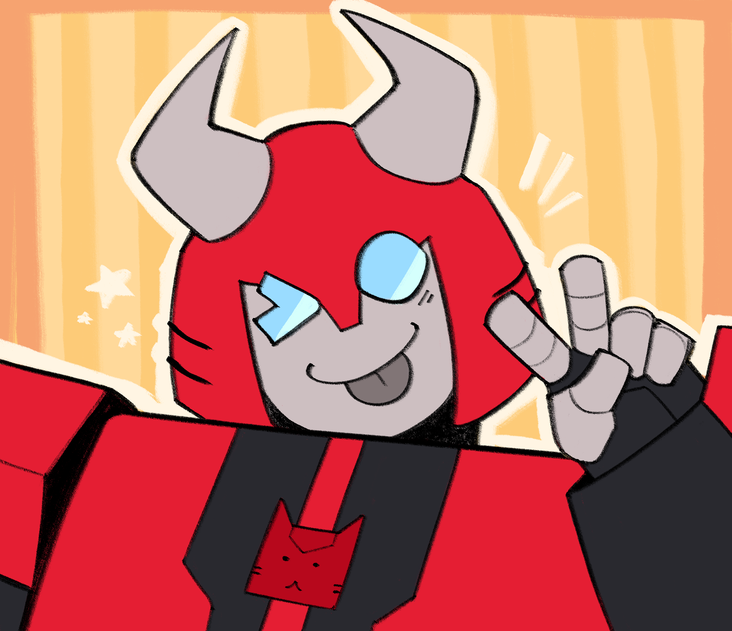 Cliffjumper doing a peace sign and sticking out his tongue.