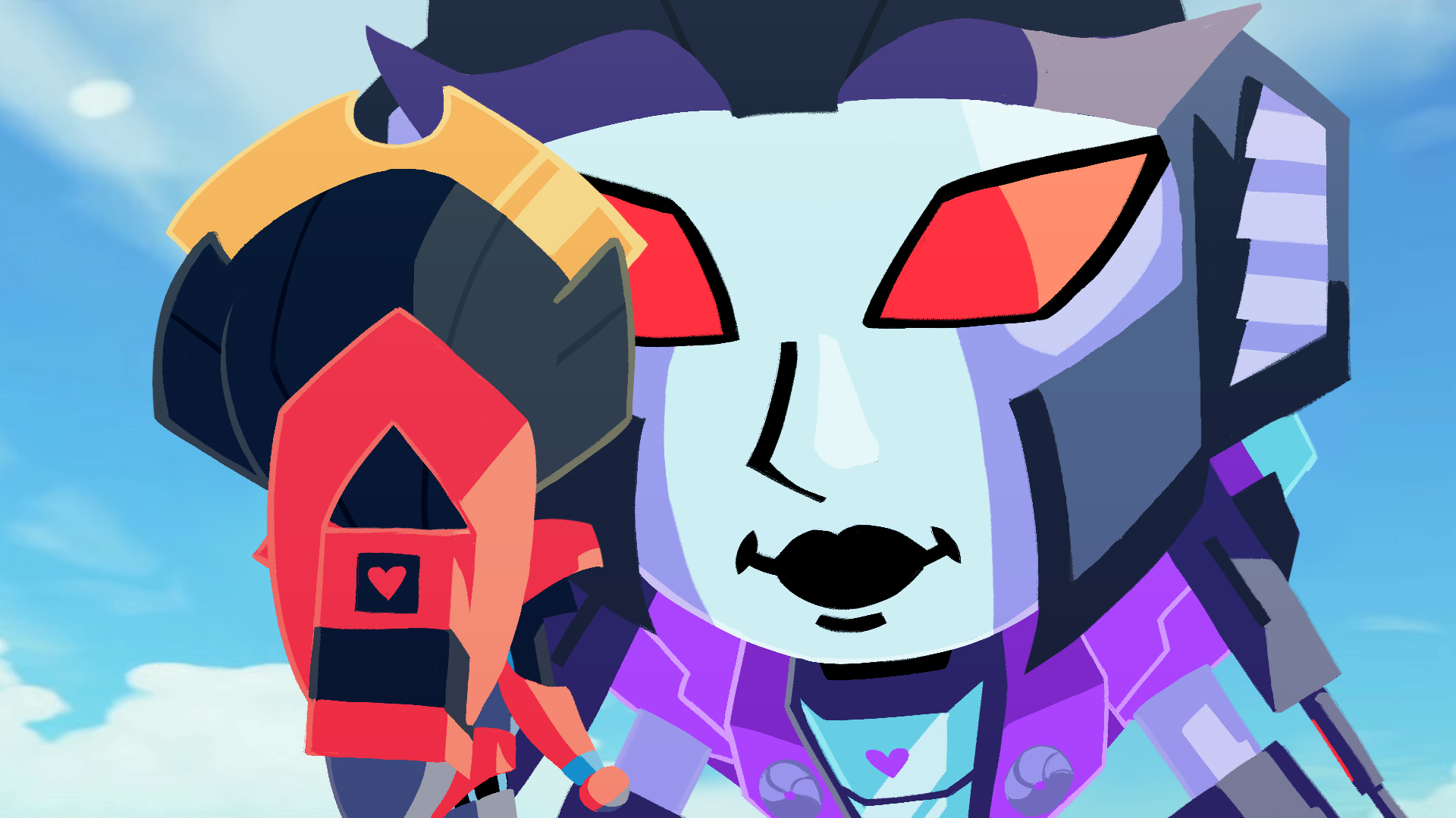 Cyberverse Windblade and Slipstream drawn over a screenshot of two Miis from the Tomodachi Life: Living The Dream trailer. Slipstream is giant and stares at Windblade, who faces away from the viewer.
