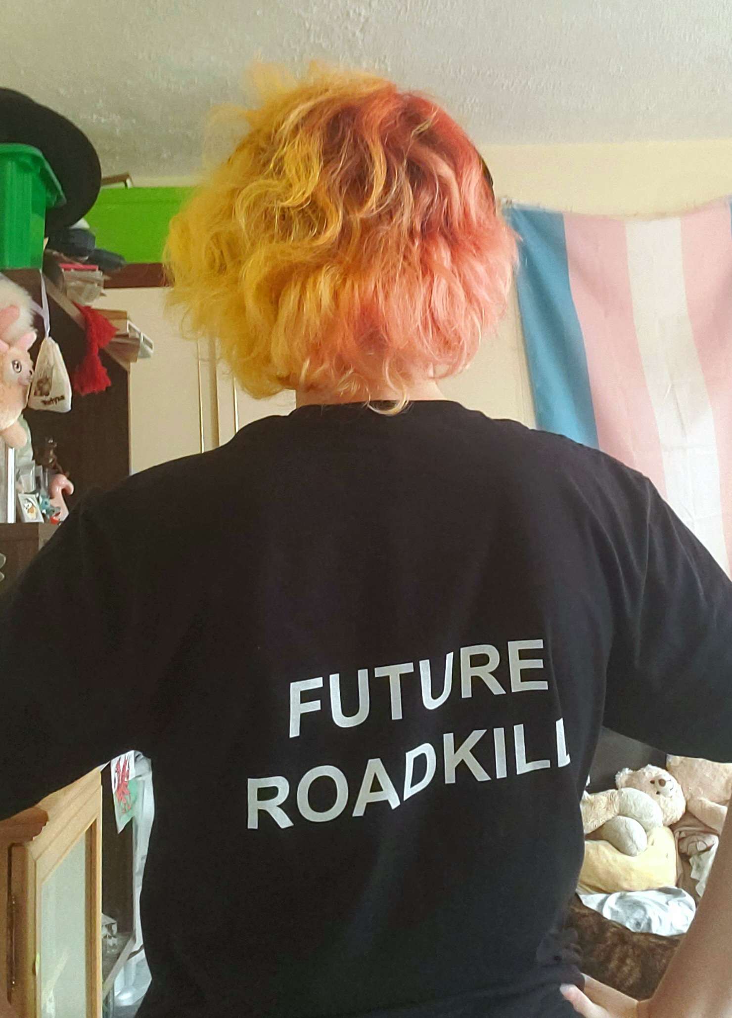 The webmaster wearing a black shirt with 'Future roadkill' written in all caps on the back.