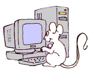 Mouse typing on a computer.
