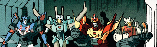 Skids, Brainstorm, Rodimus, and Chromedome in a row